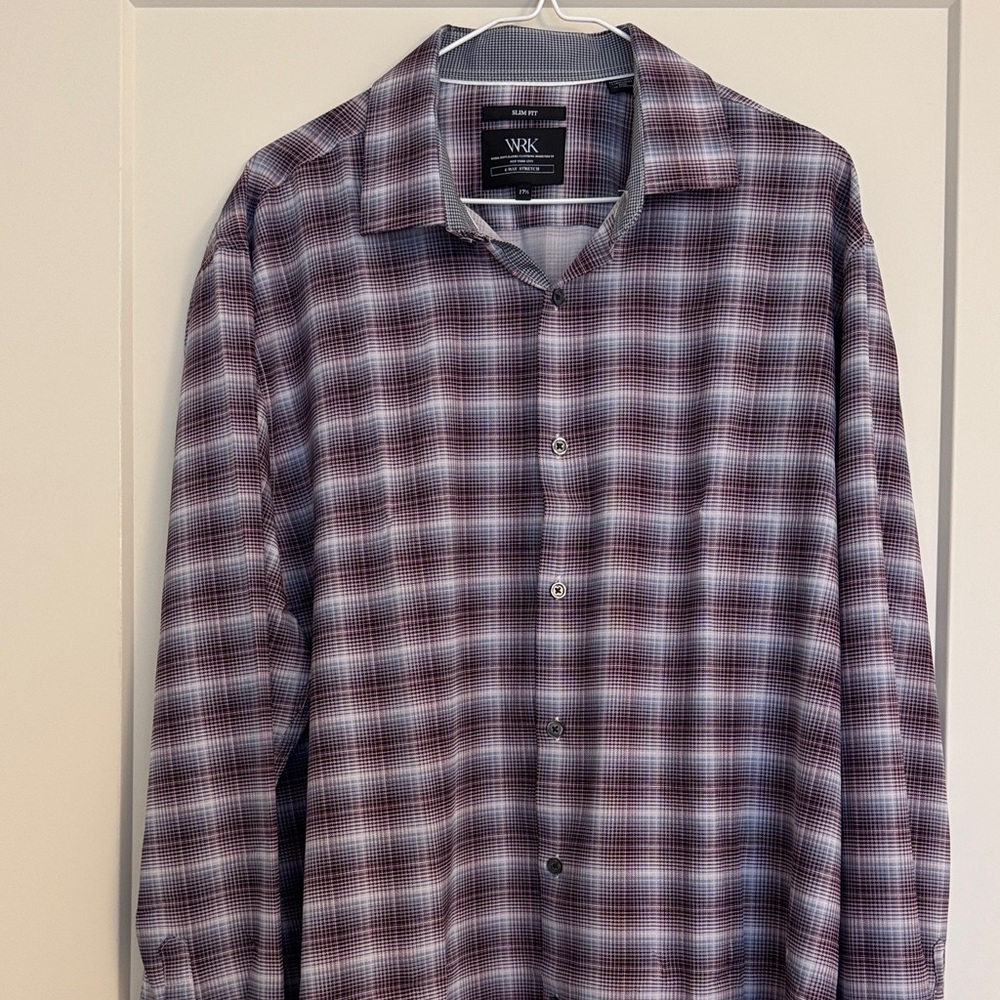 Men’s Maroon Plaid Button-Up Shirt